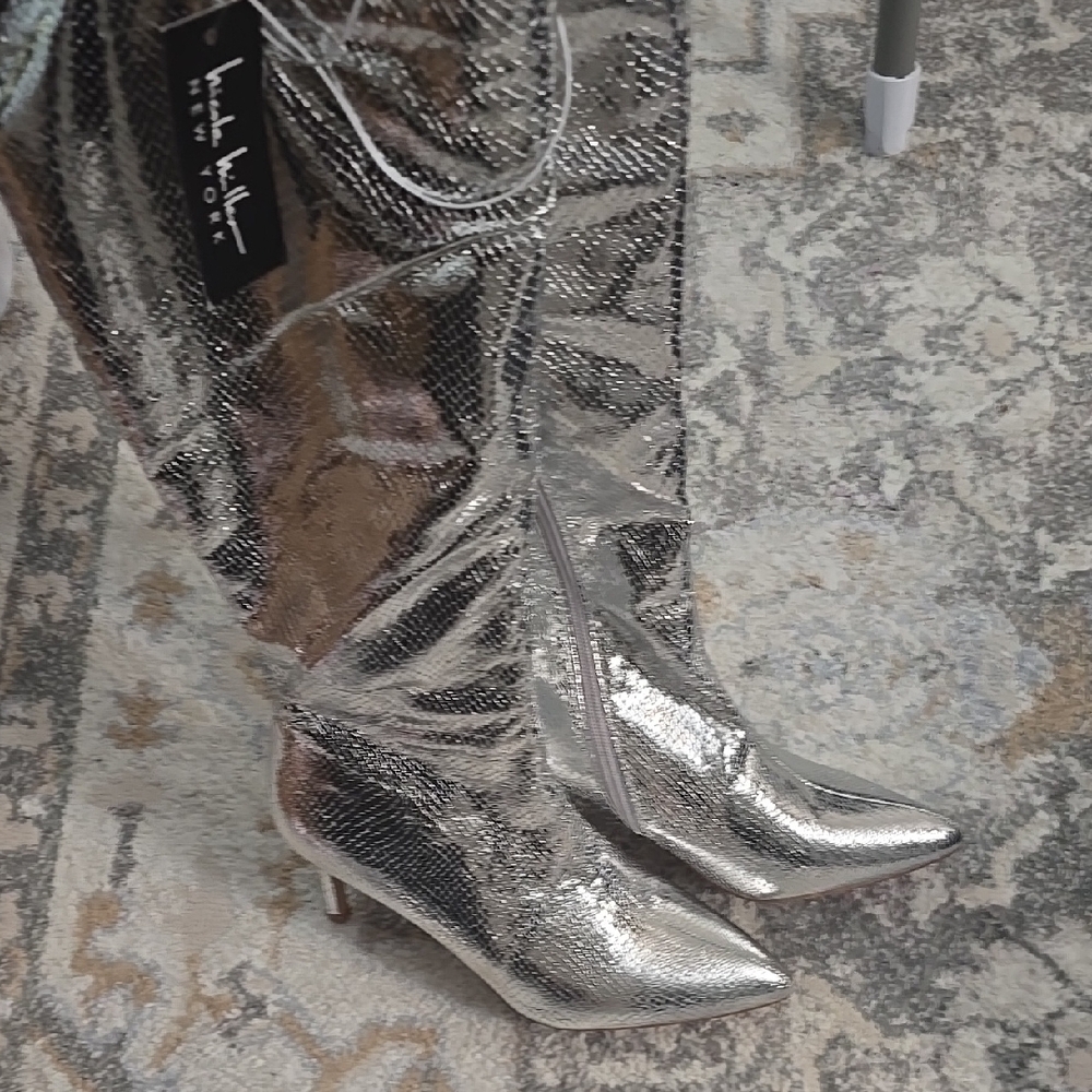 Silver Knee-High Boots